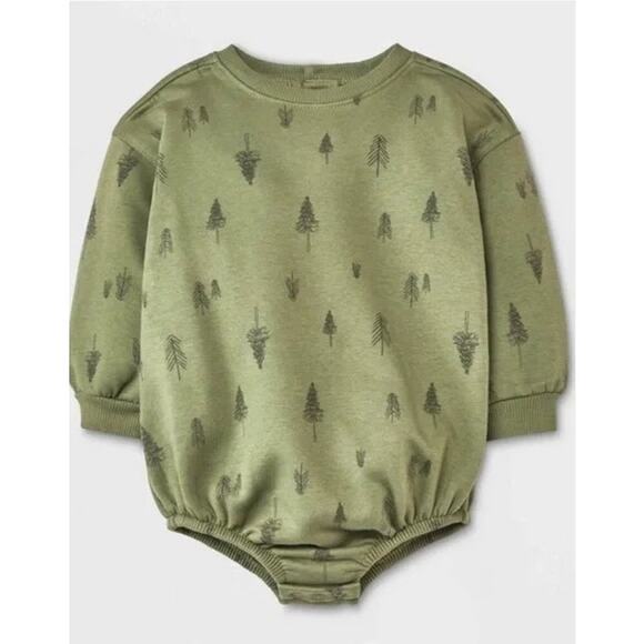 Grayson Collective Baby Bubble Long Sleeve Romper Green 0-3 Months NWT - Picture 1 of 4